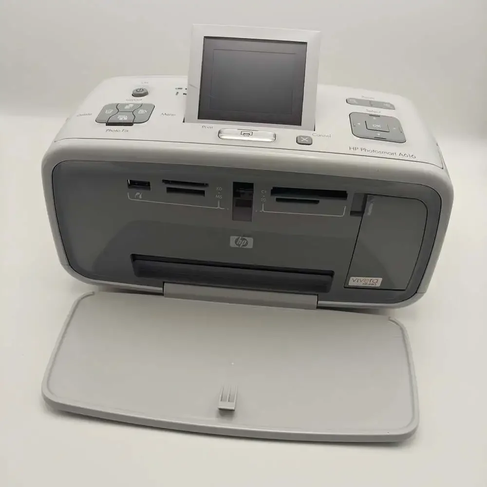 HP Photosmart A616 Compact Photo Printer Portable Travel Digital Cord Included